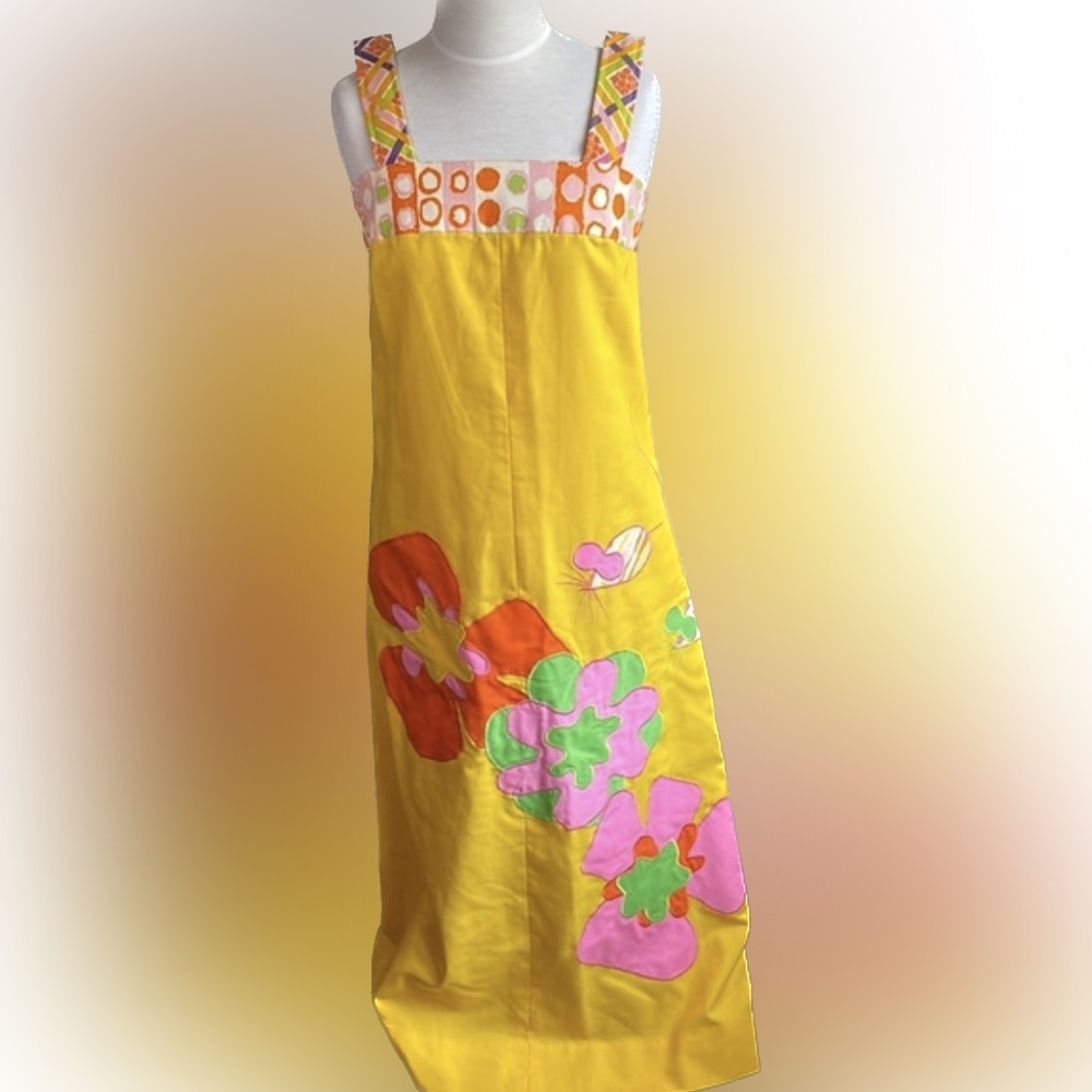 💕Vintage 💕 70’s Homemade Maxi Floral Mouse Appliqué Sundress